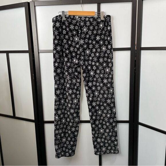 [M] Women’s George Black with White Snowflakes Fleecy Winter Pyjama Pant - Picture 2 of 8